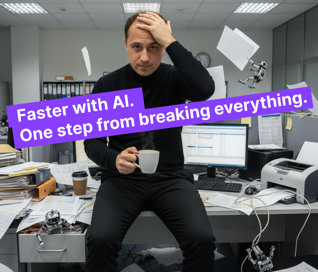 Illustration representing an automation that is faster but risks breaking the system