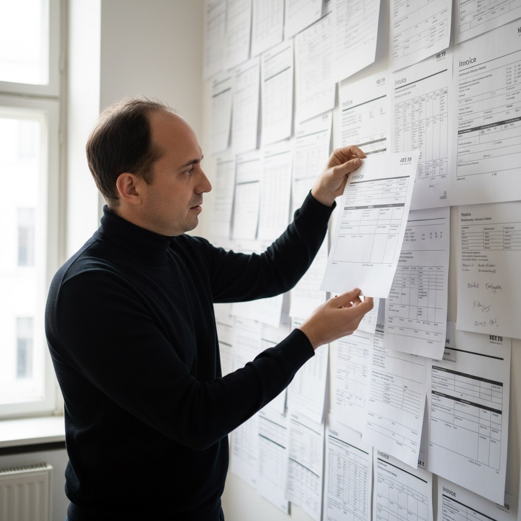 A stack of invoices with different layouts and formats